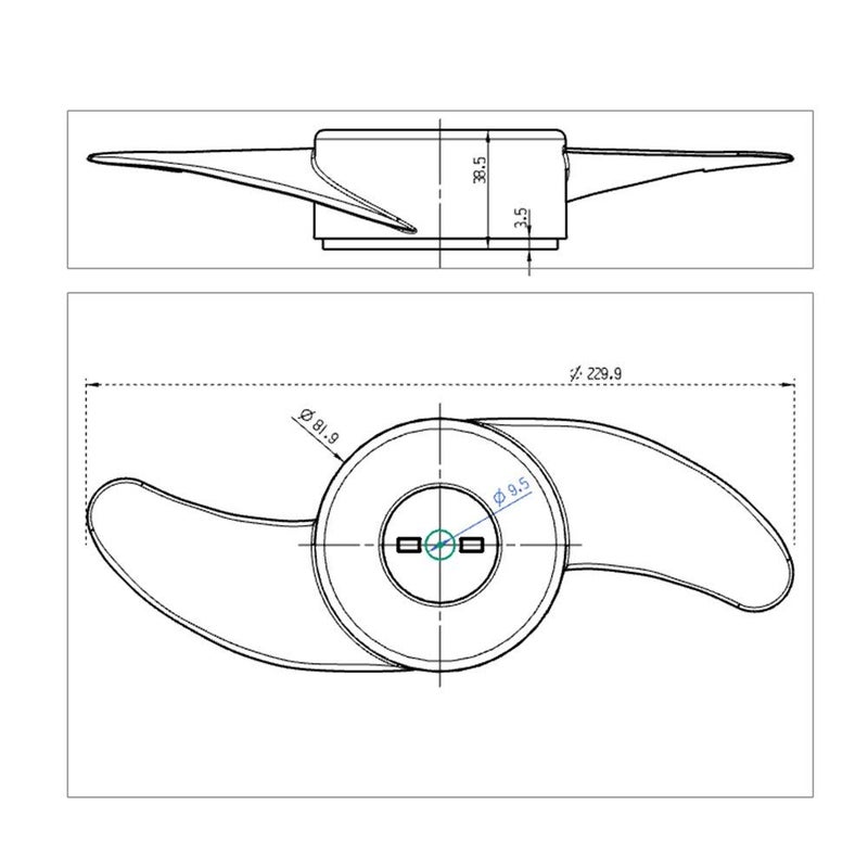 U-BCOO Power Prop Kit 2-Blades (3 in Diameter) Electric Trolling Motor outboard/propeller for 32lb, 46lb, 40lb - Image 4